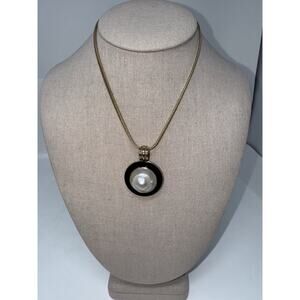 MAZZA BARTHOLOMEW SIGNED 14k YELLOW GOLD MABE BLISTER PEARL Pendant Necklace